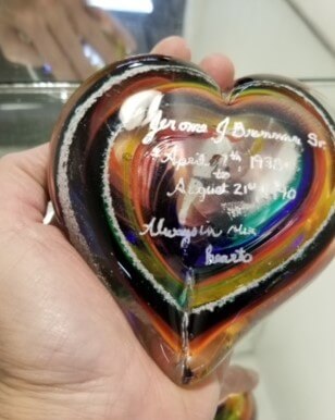 engraved rainbow heart paperweight